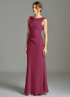 Azazie Kieryn Bridesmaid Dresses Mulberry Mermaid Pleated Chiffon Dress image3