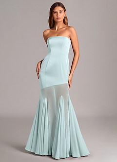 Azazie Uma Venta Final Vestido de Vidrio Marino de Gasa de Corte Sirena Convertible con Sin tirantes image1