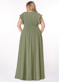Azazie Daphne Modest Bridesmaid Dresses A-Line Ruffled Chiffon Floor-Length Dress image7