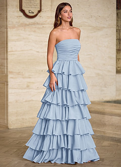 Lunafen Himmelsblå Volanger i satin med balklänning image4