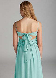 Azazie Zeya Junior Aqua A-Line Chiffon Dress image2