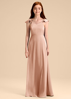 Azazie Everett Junior Rose Gold A-Line Bow Stretch Satin Dress image6