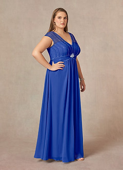 Azazie Star Mother of the Bride Dresses Royal Blue A-Line V-Neck sequins Chiffon Dress image9