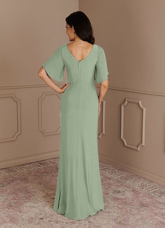 Azazie Louanne Mère de la mariée Robes Robe Sirène en Tricot de luxe Plissé col bateau Agave image4