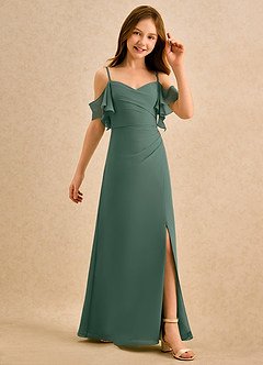 Azazie Pippy Girls Formal Flower Girl Dresses Sea Moss A-Line Sweetheart Neckline Chiffon Dress image5