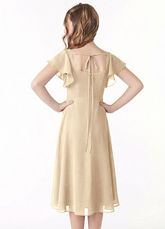 Azazie Bondi Junior Linia A Marszczony Szyfon Długość herbaty Młodsza druhna Sukienka image3