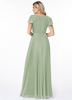 Azazie Kara Bescheidene Brautjungfernkleider A-Linie Plissee Chiffon Bodenlänge Kleid image2