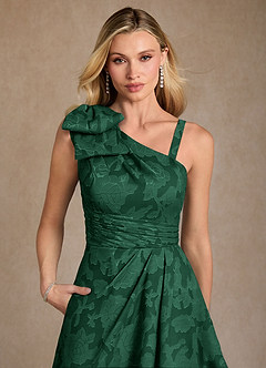 Azazie Easton Mother of the Bride Dresses Dark Green Ball-Gown One Shoulder Floral Burnout Dress image4