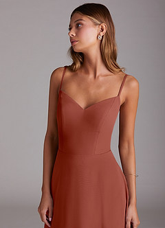 Azazie Marley Bridesmaid Dresses Auburn A-Line Off the Shoulder Chiffon Convertible Dress image2