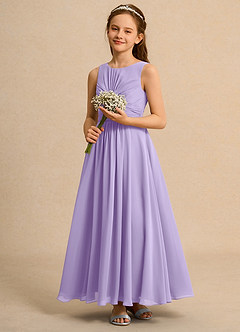 Azazie Ducky Junior Formal Flower Girl Dresses Lilac A-Line Pleated Chiffon Dress image6