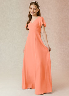 Azazie Induh Junior Sunset A-Line Ruched Chiffon Dress image3