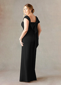 Azazie Ellen Mother of the Bride Dresses Black Sheath Side Slit Stretch Crepe Dress image9
