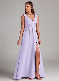 Azazie Tanicia Robes de demoiselle d'honneur Robe Trapèze en Mousseline de soie Plissée Lilas image3