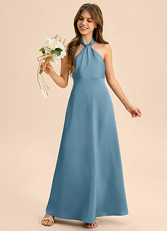 Azazie Beah Junior Robe Trapèze en Satin extensible Plissée Bermude image1