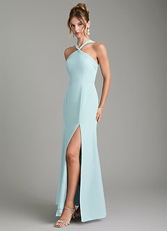 Azazie Rue Bridesmaid Dresses Mist A-Line Halter Chiffon Dress image5