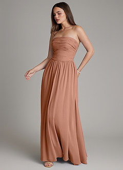 Azazie Andreina Bridesmaid Dresses Bronzer A-Line Pleated Chiffon Dress image5