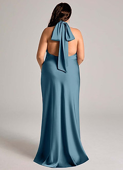 Azazie Velli Bridesmaid Dresses Bermuda Mermaid High Neck Stretch Satin Dress image7