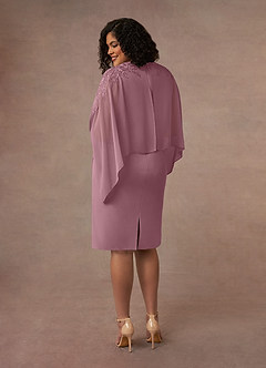 Azazie Maryam Final Sale Dusty Blue Sheath Lace Chiffon Dress image8