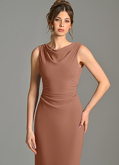 Azazie Kieryn Bridesmaid Dresses Bronzer Mermaid Pleated Chiffon Dress image6