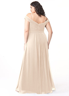 Azazie Audrianna Brautjungfernkleider Wandelbar A-Linie Schulterfrei gerafft Chiffon Kleid Alabaster Weiß image8