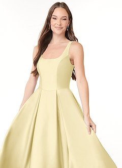 Azazie Neve Abiti da Damigella Abito Principessa in Raso Elasticizzato Con Tasche Sorbetto Al Limone image5