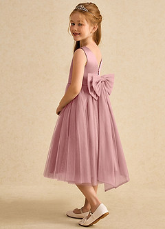 Azazie Winnie Flower Girl Dresses Dusty Rose Ball-Gown Bow Tulle Dress image5