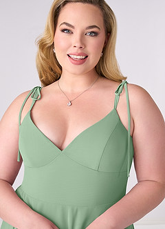 Barbie ♥ Azazie Abiti da Damigella Abito A-Line in Chiffon Fiocco Matcha image9