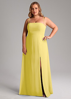 Azazie Wren 신부 들러리 드레스 A라인 사이드 슬릿 쉬폰 바닥 길이 드레스 image14