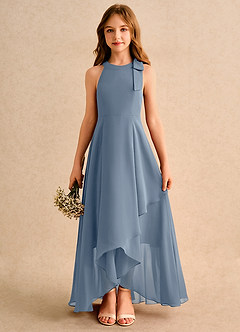 Azazie Boop Girls Formal Blumenmädchenkleider A-Linie Schleifen Chiffon Kleid Zwielichtviolett image1