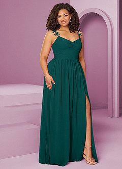 Barbie ♥ Azazie Bridesmaid Dresses Peacock A-Line Pleated Chiffon Dress image5