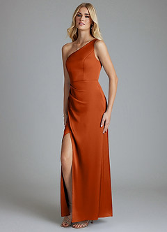 Azazie Adhara Final Sale Dusty Blue Sheath One Shoulder Stretch Satin Dress image8