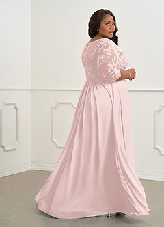 Azazie Hayek Final Sale Agave A-Line V-Neck Lace Chiffon Dress image10