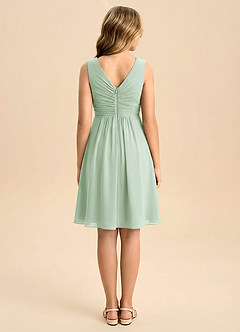 Azazie Skyla Junior Jurk van Chiffon met A-Lijn Geplooid Agave image2