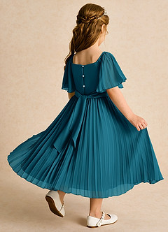 Azazie Gisele Abiti da Ragazza di Fiori Abito A-Line in Chiffon Plissettato Blu Inchiostro image3