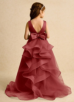 Azazie Lior Flower Girl Dresses Rust Ball-Gown Pleated Tulle Dress image8