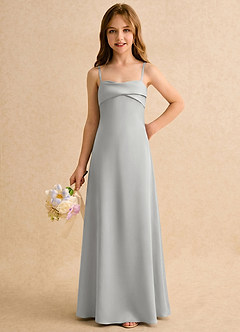 Azazie Mirabella Girls Formal Robe Demoiselle D'honneur Fillette Robe Fourreau en Satin extensible Encolure en Forme de Cœur Argent image5