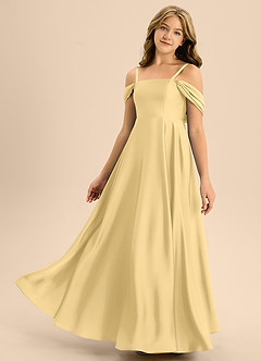 Azazie Rowena Junior Robe Trapèze en Satin extensible Arc Beurre image6