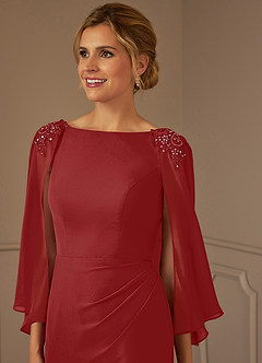 Azazie Carmela Mère de la mariée Robes Robe Fourreau en Mousseline de soie Dentelle Rouille image5