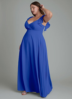 Azazie Leilani Bridesmaid Dresses Royal Blue A-Line Pleated Chiffon Dress image10