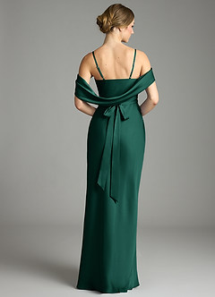 Azazie Malaya Final Sale Emerald Mermaid Pleated Stretch Satin Dress image7