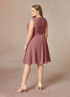 Azazie Theron Mother of the Bride Dresses Desert Rose A-Line V-Neck Pleated Chiffon Dress image9