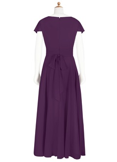 Azazie Payton Junior Grape A-Line Bow Chiffon Dress image7