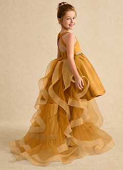Azazie Julietta Flower Girl Dresses Butterscotch Ball-Gown Convertible Tulle Dress image6