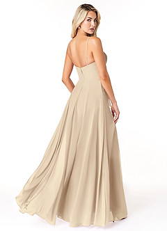 Azazie Emerald Bridesmaid Dresses Champagne A-Line Ruffled Chiffon Dress image3