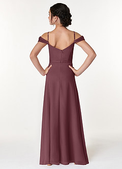 Azazie Alivia Junior Sangria A-Line Off the Shoulder Chiffon Dress image2