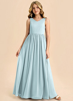 Azazie Hathaway Junior Mist A-Line Bow Chiffon Dress image3