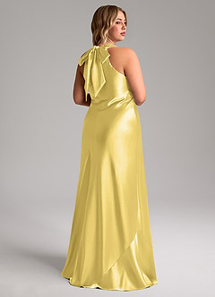 Azazie Doretta Brautjungfernkleider Meerjungfrau-Linie Schleifen Metallischer Satin Kleid Kanarienvogel image9