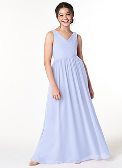 Azazie Sawyer Junior Lavender A-Line Pleated Chiffon Dress image3