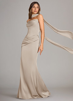 Azazie Sorrel Bridesmaid Dresses Frost Mermaid Strapless Stretch Satin Convertible Dress image4