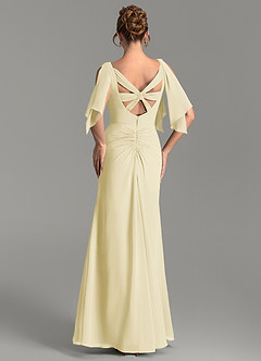 Azazie Ember Bridesmaid Dresses Lemon Sorbet Sheath Pleated Chiffon Dress image5